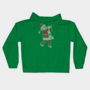 Golfing Santa Claus Golf Golfer Christmas Knit Pattern Kids Hoodie